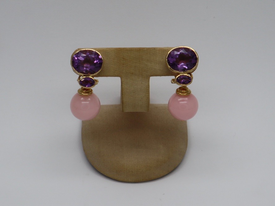 Amethyst with Pink Opal earrings