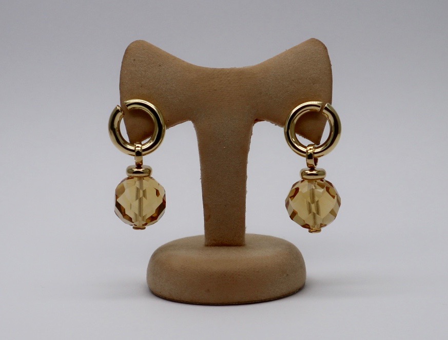 Circular Earrings with Detachable Citrine Hangers