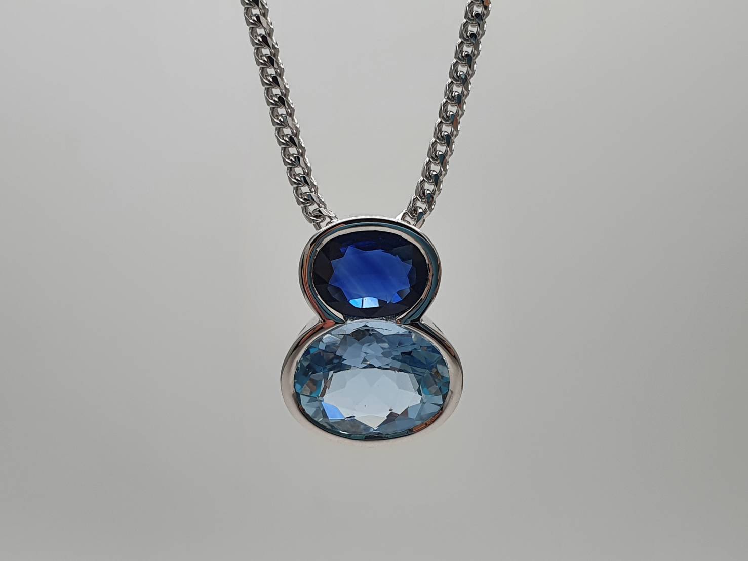 Blue Sapphire and Aquamarine pendant 