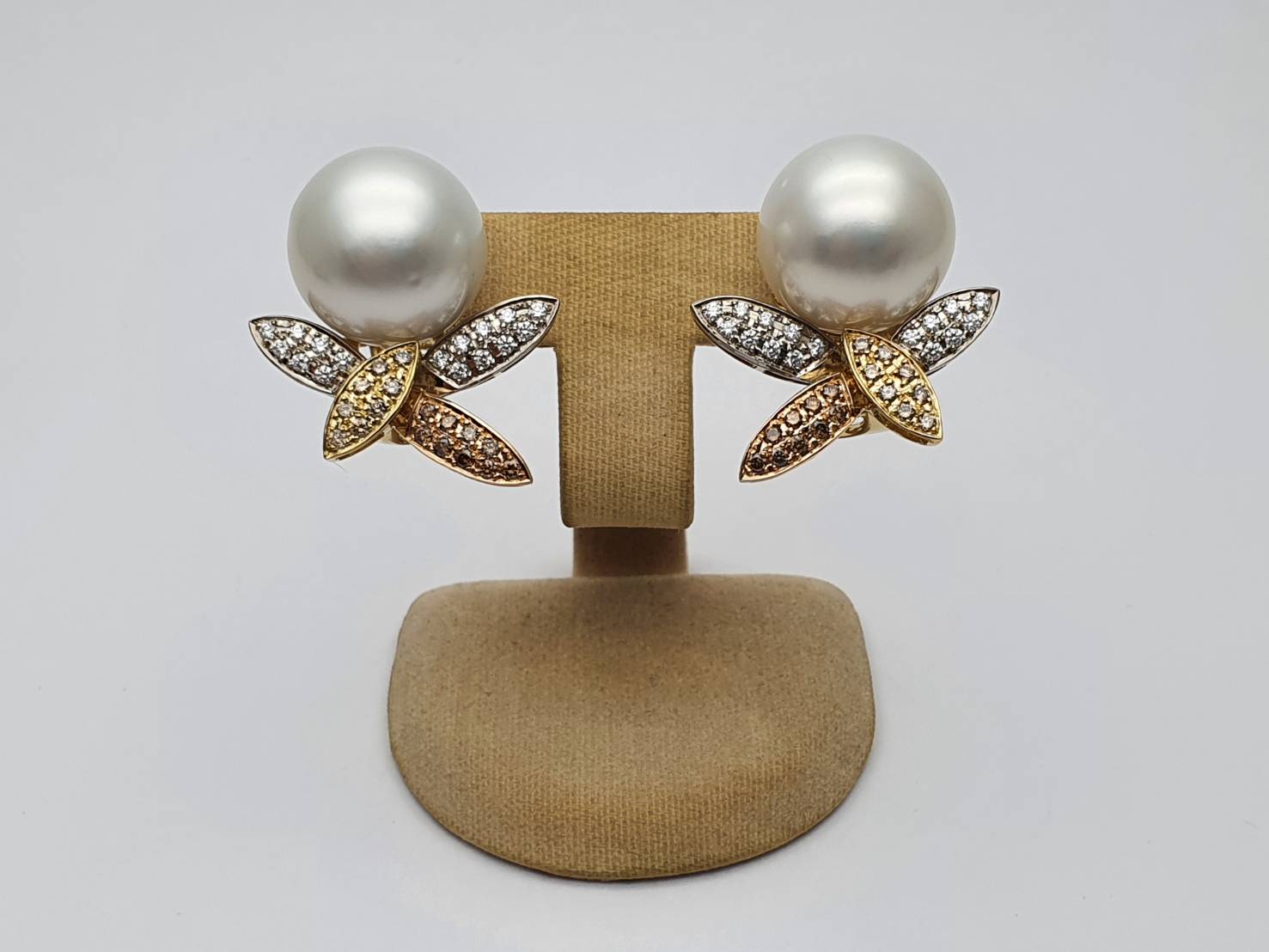 South Sea Cultured Pearl with Diamonds Earrings