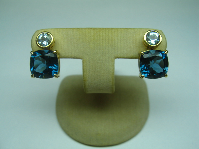 Blue Topaz Earrings and Detachable Blue Topaz Ear-hangers