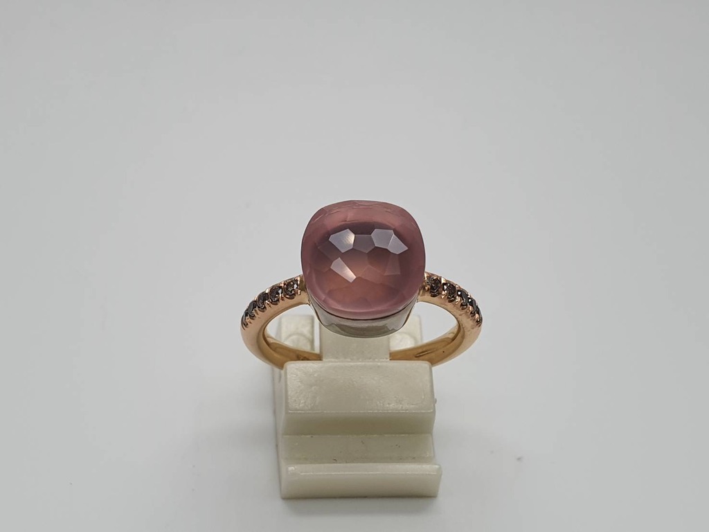 Rose quartz and Brown Diamond Ring 