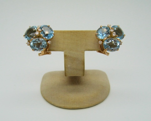 Aquamarine with Diamond Earrings