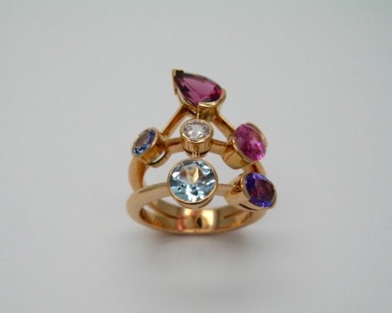 sterling silver Multi-Colour Gemstones Ring