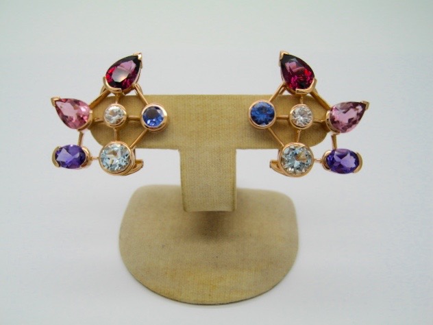 sterling silver Multi-Colour Genstones Earrings