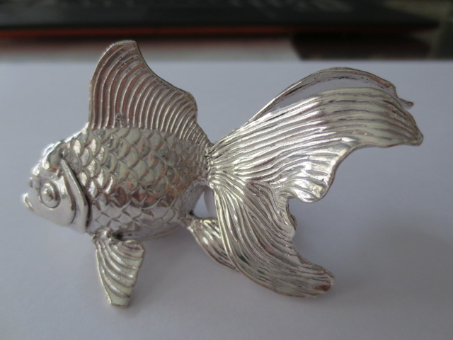 sterling silver Gold Fish Figurine