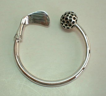 sterling silver Golf Club and Ball Silver Key Ring.