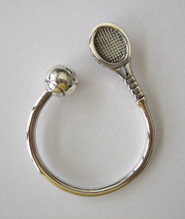 sterling silver Tennis Racket and Ball Silver Key Ring.