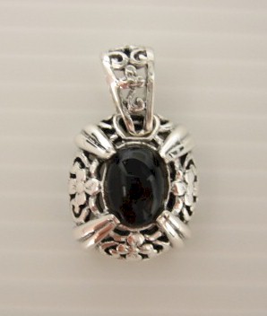 sterling silver Oval Onyx Pendant