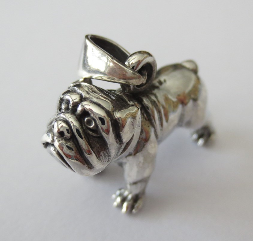 sterling silver Bull dog pendant/charm
