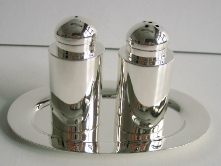 sterling silver Silver Salt and Pepper Shaker with Tray